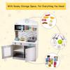 HONEY JOY Kids Kitchen Playset, Pretend Play Kitchen for Toddlers, Removable Sink & Faucet, Microwave, Cookware, Storage Cabinet, Wooden Little Chef Toy Kitchen Set, Gift for Boys Girls 3+, Gray view 4