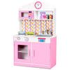 HONEY JOY Pink Kids Kitchen Playset, Pretend Play Kitchen for Toddlers, Removable Sink & Faucet, Microwave, Cookware, Storage Cabinet, Wooden Little Chef Toy Kitchen Set, Gift for Boys Girls 3+, Pink view 1