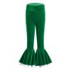 ACSUSS Kids Girls Christmas Ruffle Leggings Velvet Bell Bottoms Flare Pants Santa Costume Green 6 Years view 1