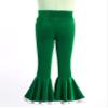 ACSUSS Kids Girls Christmas Ruffle Leggings Velvet Bell Bottoms Flare Pants Santa Costume Green 6 Years view 4