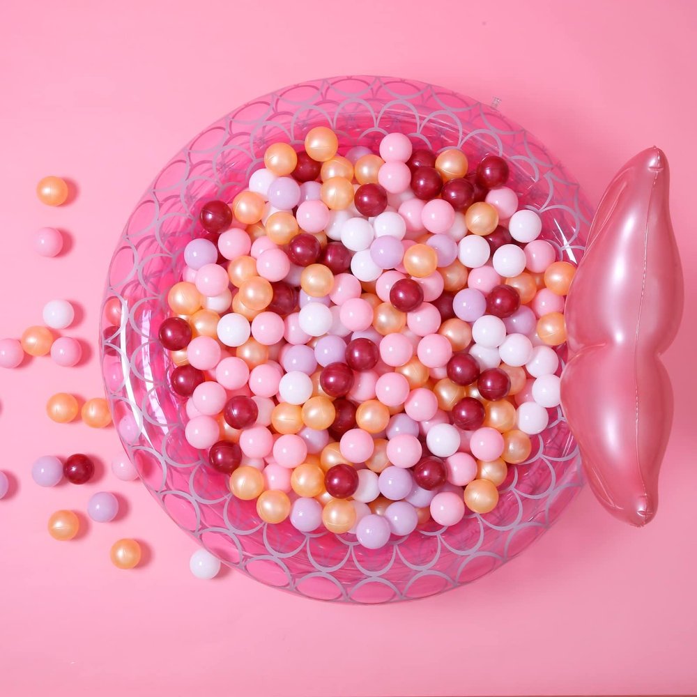 GOGOSO Ball Pit Balls for Toddler, Baby Plastic Playballs Kids Soft Pastel Pelotas Non-Toxic BPA-Free,Pink+Gold+White+red+Purple,100 Balls