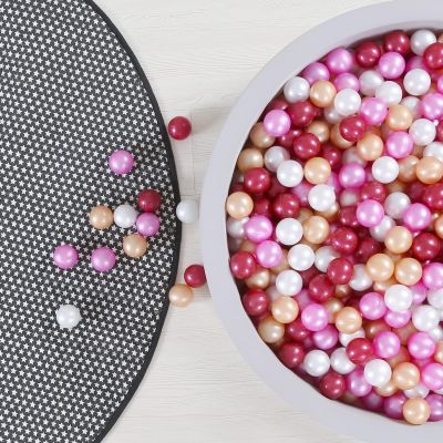 GOGOSO Ball Pit Balls for Toddler, Baby Plastic Playballs Kids Soft Pastel Pelotas Non-Toxic BPA-Free,Dark Pink+Gold+White+red,100 Balls