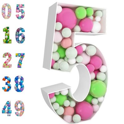 3FT Mosaic Balloon Frame Number 5 Light Up Numbers Pre-Cut Kit Thick Foam Board for Birthday Decoration