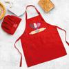 AILIN Embroidered Custom Name Kids Apron Chef Hat Set For Boy Girl Cooking Baking Painting Craft Rose Pink Color view 2