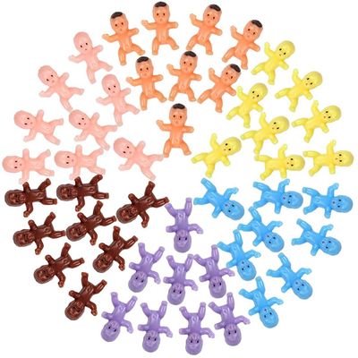 FOIMAS 60pcs Mini Plastic Babies,1 Inch Colorful Tiny Baby Dolls for Baby Shower Ice Cube Game Craft Mardi Gras Decoration Supply
