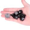 Cheungshing 7 PCS Handcrafted DND Polyhedral Dcie Sets for Role Playing Games MTG Table Game Polished Tumbled Stone Dices, Black Obsidian view 4