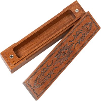 Poludie Wooden DND Dice Box, Dice Holder Case with Felt Lined Magnetic Lid for D&D Tabletop Game - Acacia (Evil Eye and Dragon-Black)