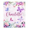 CenturyTee Personalized Baby Blanket Custom with Name for Girl Butterfly Purle Flower Kid Daughter Granddaughter Niece Birthday Customized Christmas Fleece Blanket (60 x 80 in Adult Size) view 1