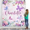 CenturyTee Personalized Baby Blanket Custom with Name for Girl Butterfly Purle Flower Kid Daughter Granddaughter Niece Birthday Customized Christmas Fleece Blanket (60 x 80 in Adult Size) view 3