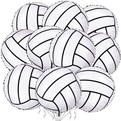 10 Pack 18 Inch Volleyball Foil Balloons Helium Metallic Mylar Balloons for Birthday Party Sports Theme World Cup Party Decorations