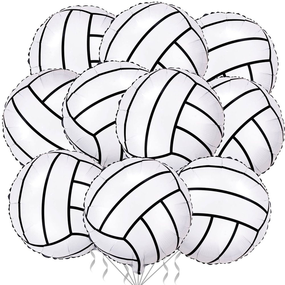 10 Pack 18 Inch Volleyball Foil Balloons Helium Metallic Mylar Balloons for Birthday Party Sports Theme World Cup Party Decorations