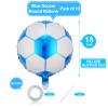 10 Pack 18 Inch Blue Soccer Foil Balloons Football Helium Metallic Mylar Balloons for Birthday Party Sports Theme World Cup Party Decorations view 2