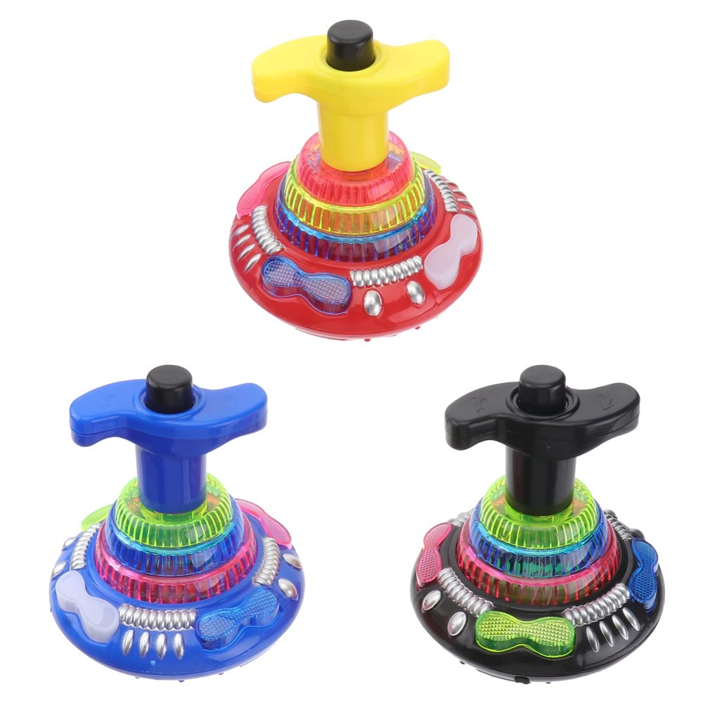 Toyvian 9Pcs Light Up Spinning Tops Flashing Music Gyro LED Shining Toys Colorful Flash Light Spinning Tops Party Supplies for Kids