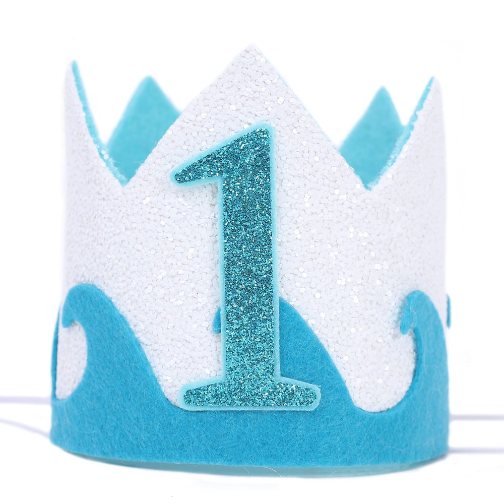 LINLULU The Big One Birthday Crown for Baby Boys - 1st Hat, Beach Party Supplies, Surfs Up Decorations, Boys Outfit