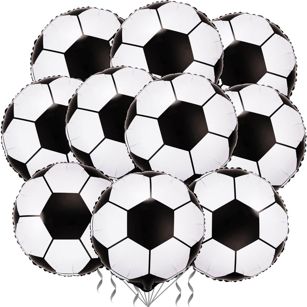 10 Pack 18 Inch Soccer Foil Balloons Football Helium Metallic Mylar Balloons for Birthday Party Sports Theme World Cup Party Decorations
