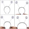 Gampu Glitter Ball Boppers - 5pcs Martian Antenna Headbands Alien Head Boppers Christmas Party Gifts White view 2