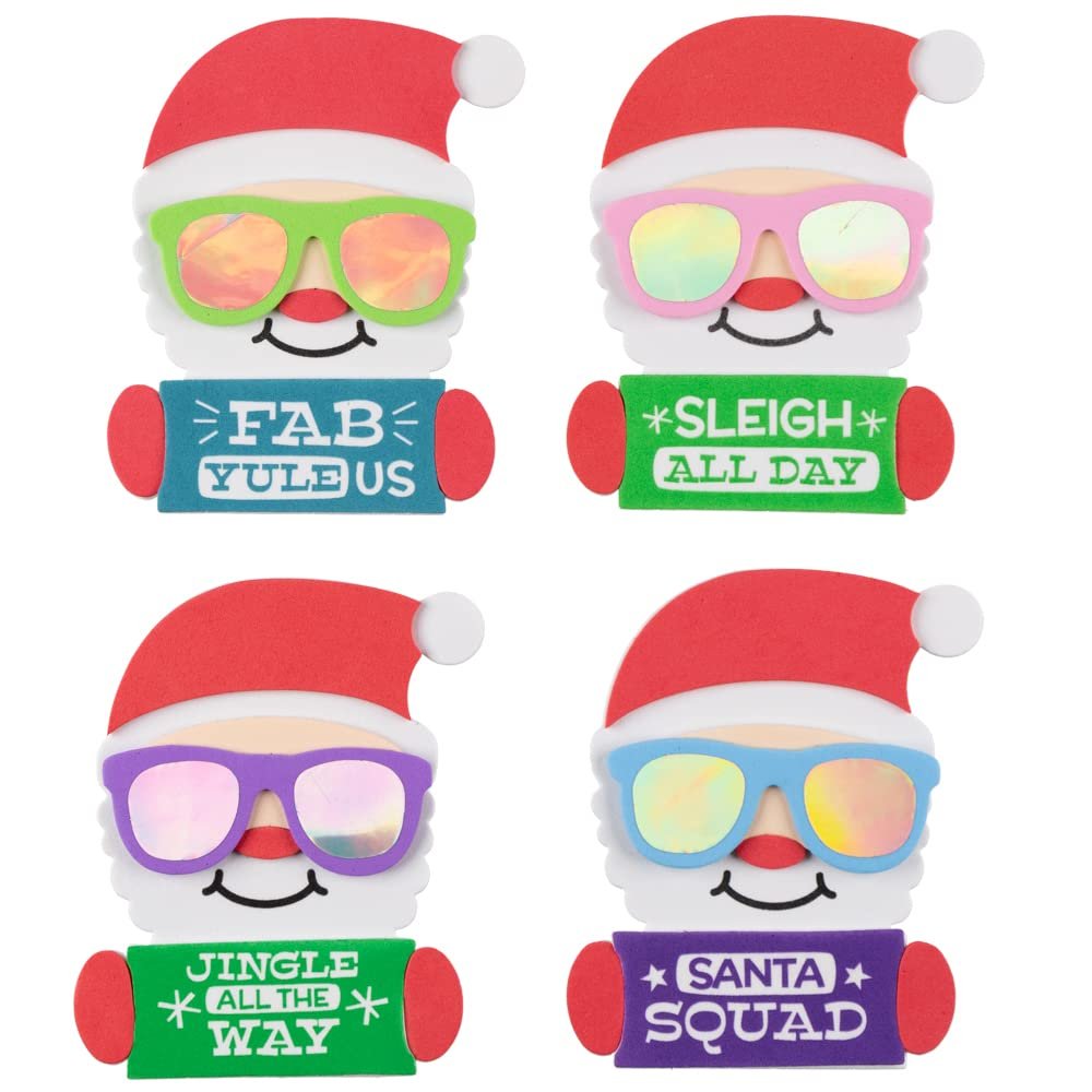 Craft County Cool Santa Craft Kit Sunglasses - 4 Colors (Green, Blue, Pink, Purple)