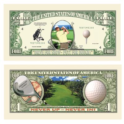 American Art Classics Pack of 25 - Golfing Fore Dollar Bill - Great Golf Gift - Fun Item for Golfers