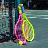 Kidplokio 2pc Tennis Racket Exercise Equipment Outdoor Playset with Tennis Balls, Kid Games, Pink Yellow, Girls, Ages 3+ view 3