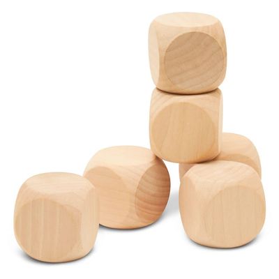 Wooden Blank Dice 1-1/2 inch x 1-1/2 inch, Pack of 25 Wooden Blocks Unfinished for Wooden Cube Craft, Games, and Parties, by Woodpeckers