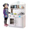 GLACER Kids Kitchen Playset, Wooden Pretend Cooking Set w/Removable Sink, Food & Cookware Accessories, Top Display Shelf, Play Kitchen Toy Set, Realistic Cooking for Toddlers (Silver) view 1
