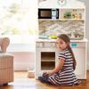 GLACER Kids Kitchen Playset, Wooden Pretend Cooking Set w/Removable Sink, Food & Cookware Accessories, Top Display Shelf, Play Kitchen Toy Set, Realistic Cooking for Toddlers (Silver) view 2