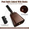 Nuanchu 10 Inch Cowbell Noise Makers for Sport Event Steel Cowbell with Handle and 2 Pcs Wooden Spinning Rattle Ratchet Matraca Cheer Bell Alarm for Football Game Musical Percussion Instruments(Brown) view 3