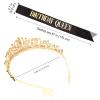 COCIDE "Birthday Queen" Sash and Crystal Tiara Set Tiara and Crowns for Women Birthday Gift for Girl Kit Decorations Set Rhinestone Hair Accessories Glitter Stain Silk Sash for Party (A Black) view 2