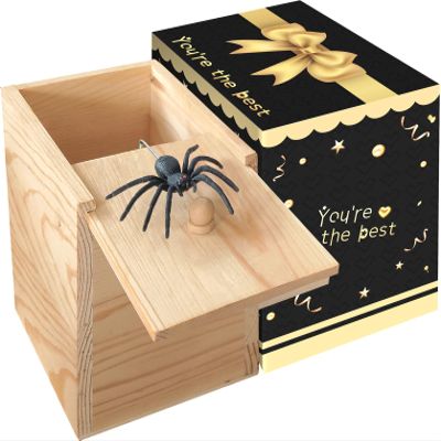 GIIOASA Spider Prank Big BoxWooden Surprise BoxSpider Money Surprise in a Box,Handmade Fun Practical Surprise Joke Boxes,Prank Stuff