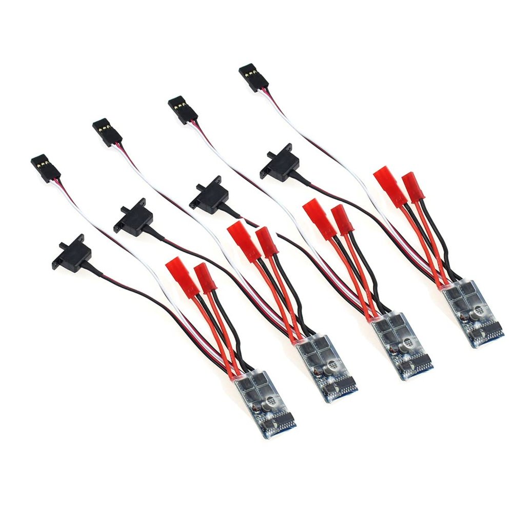 FEICHAO 10A Brushed ESC Two Way Motor Speed Controller for 1/16 1/18 1/24 Car Boat Tank (4Pcs,No Brake)