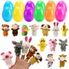 12 Pack Easter Eggs Filled with Animal Finger Puppets, Easter Basket Stuffers Surprise Easter Gifts Prefilled Mini Finger Plush Toys Hunt Party Favors for Kids view 1