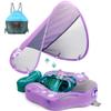 Mambobaby Float Upgrade Add Tail Baby Float with Canopy for Infant Waist Swimming Ring Swim Trainer Non-Inflatable Floats Toys with Adjustable Safety Strap (Purple Mermaid) view 1
