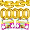 KatchOn, Gold Chain Balloons with Boombox Balloons - 40 Inch, Pack of 14 | Gold Chain link Balloons for 90s Party Decorations | Boom Box Balloons for Roller Skate Party Decorations | 90s Balloons view 1