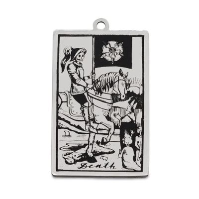 AttractionOil.com Silver Metal Tarot Card Pendant Necklace (Death)