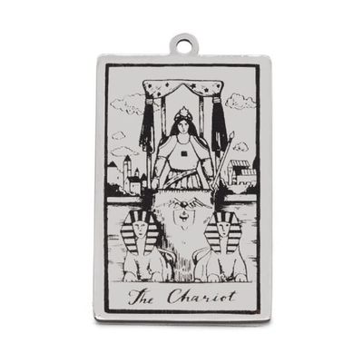 AttractionOil.com Silver Metal Tarot Card Pendant Necklace (The Chariot)