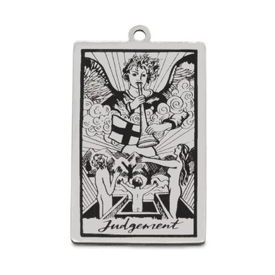 AttractionOil.com Silver Metal Tarot Card Pendant Necklace (Judgement)