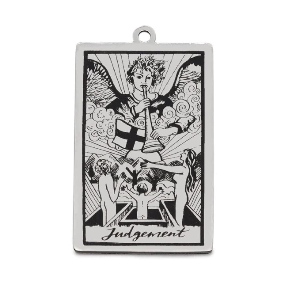 AttractionOil.com Silver Metal Tarot Card Pendant Necklace (Judgement)