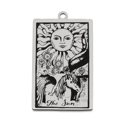 AttractionOil.com Silver Metal Tarot Card Pendant Necklace (The Sun)