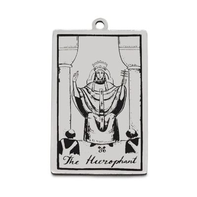 AttractionOil.com Silver Metal Tarot Card Pendant Necklace (The Hierophant)