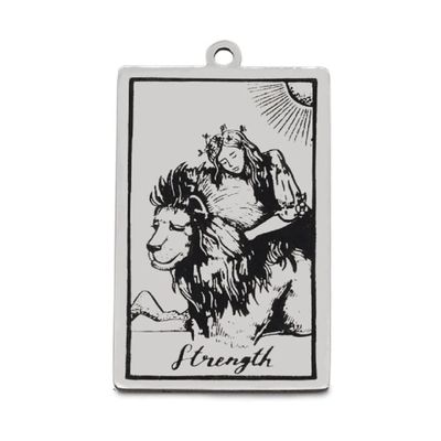 AttractionOil.com Silver Metal Tarot Card Pendant Necklace (Strength)