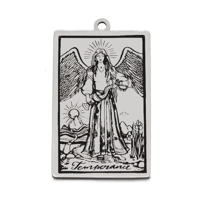 AttractionOil.com Silver Metal Tarot Card Pendant Necklace (Temperance)