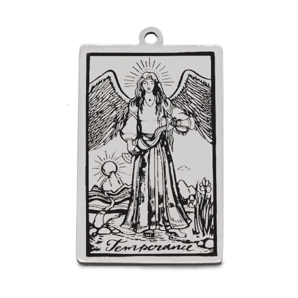 AttractionOil.com Silver Metal Tarot Card Pendant Necklace (Temperance)