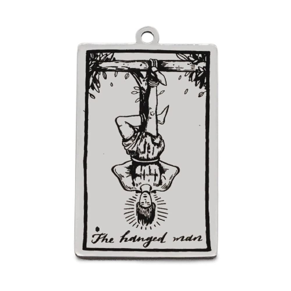 AttractionOil.com Silver Metal Tarot Card Pendant Necklace (The Hanged Man)