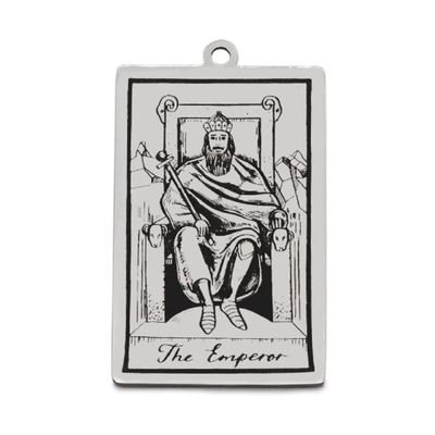 AttractionOil.com Silver Metal Tarot Card Pendant Necklace (The Emperor)