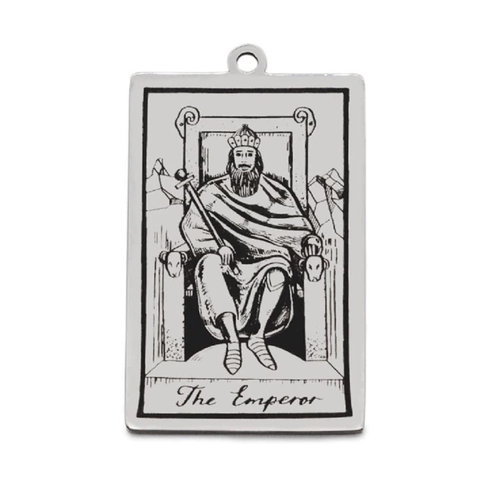 AttractionOil.com Silver Metal Tarot Card Pendant Necklace (The Emperor)