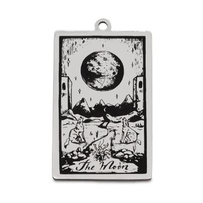 AttractionOil.com Silver Metal Tarot Card Pendant Necklace (The Moon)
