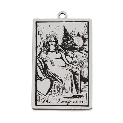 AttractionOil.com Silver Metal Tarot Card Pendant Necklace (The Empress)