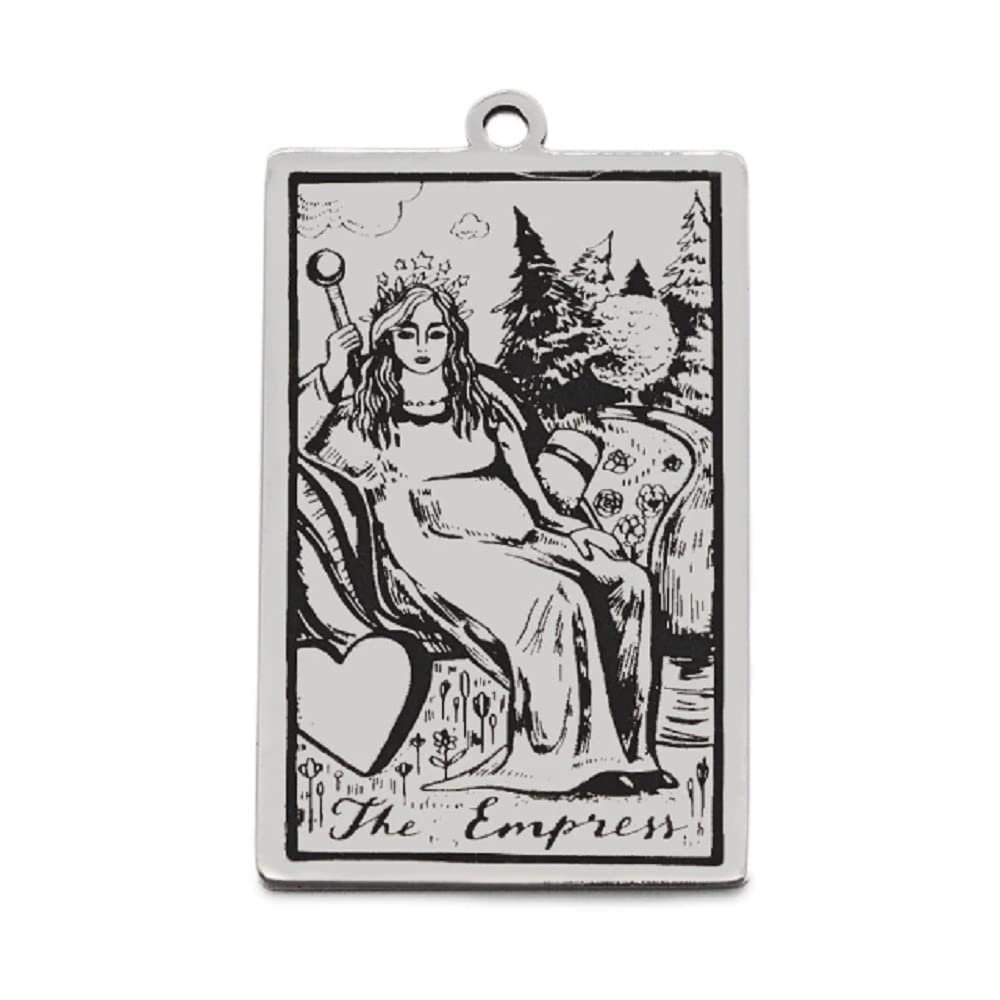 AttractionOil.com Silver Metal Tarot Card Pendant Necklace (The Empress)