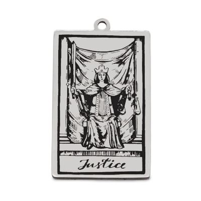 AttractionOil.com Silver Metal Tarot Card Pendant Necklace (Justice)