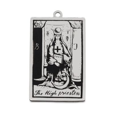 AttractionOil.com Silver Metal Tarot Card Pendant Necklace (The High Priestess)